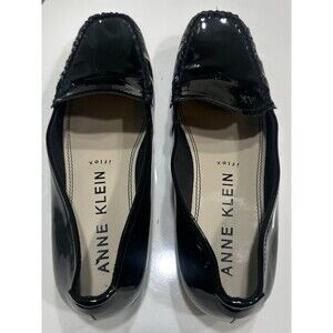 Anne Klein Iflex Black Slip On Patent Leather Loafers size 9M Manmade Upper